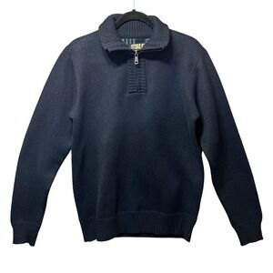 Store 68‎ Quarter Zip Sweater Mens Medium Fleece Lined Knit Pullover Blue